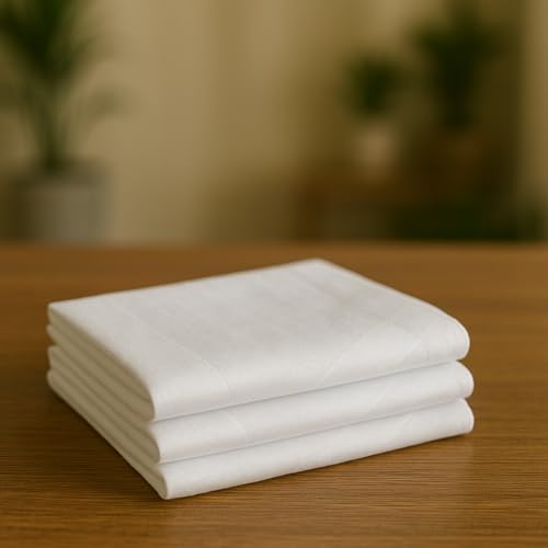 Soxbae Premium Cotton Handkerchiefs for Men | Pack of 3 | White with Stripes | XXL King Size | Soft & Absorbent Hanky | Reusable | Everyday Casual Use | Machine Washable - Image 2