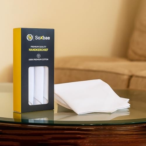 Soxbae Premium Cotton Handkerchiefs for Men | Pack of 3 | White with Stripes | XXL King Size | Soft & Absorbent Hanky | Reusable | Everyday Casual Use | Machine Washable - Image 4