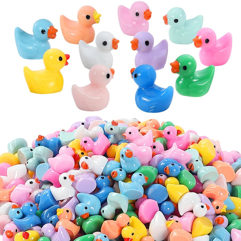 GliSun 220 Pieces Mini Resin Ducks Tiny Duck for Garden Micro Landscape Ornament Dollhouse Prank Christmas Falloween Birthday Party Favors DIY Decoration Craft (11 Colors) - Image 1