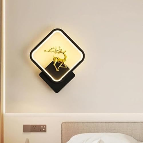 blissbells Metal LED Stag Wall Lamp (Stag Square), Black - Image 1
