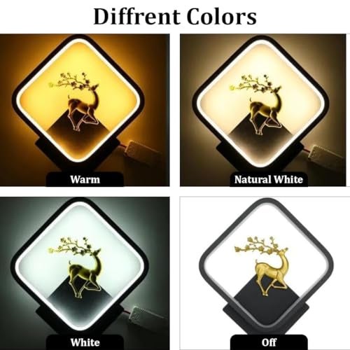 blissbells Metal LED Stag Wall Lamp (Stag Square), Black - Image 3