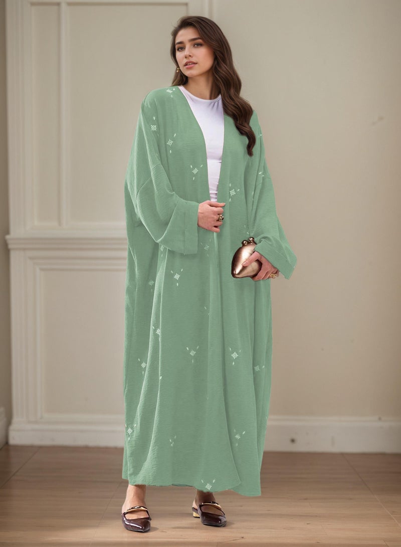 Saraia عباءة خضراء نعناعية أنيقة مع تطريز دقيق - Image 1
