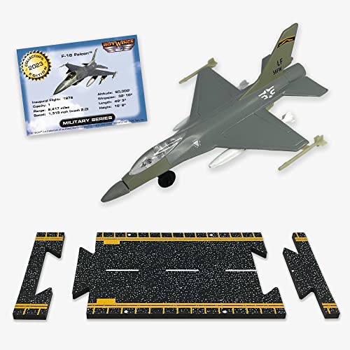 Hot Wings Planes F-16 Grey Military Markings Jet with Connectible Runway Die Cast Plane in Aviation Museums Nationwide - Image 1