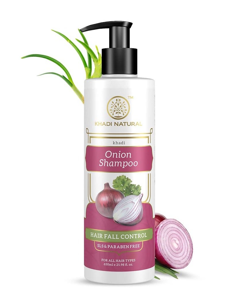 Khadi Natural Onion Shampoo/Cleanser | SLS & Paraben Free |Scalp nourishing formula|Controls dandruff and hairfall|Paraben free|Suitable for All Hair Types| 650 ml - Image 2
