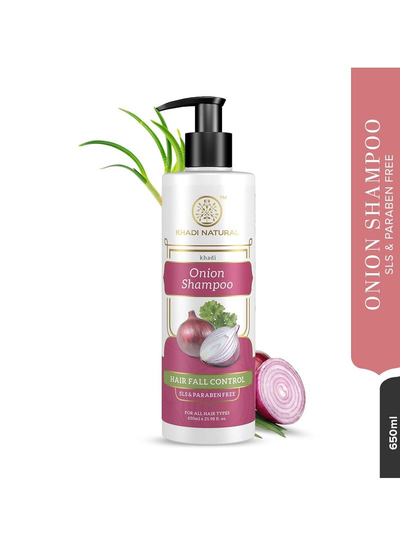 Khadi Natural Onion Shampoo/Cleanser | SLS & Paraben Free |Scalp nourishing formula|Controls dandruff and hairfall|Paraben free|Suitable for All Hair Types| 650 ml - Image 5