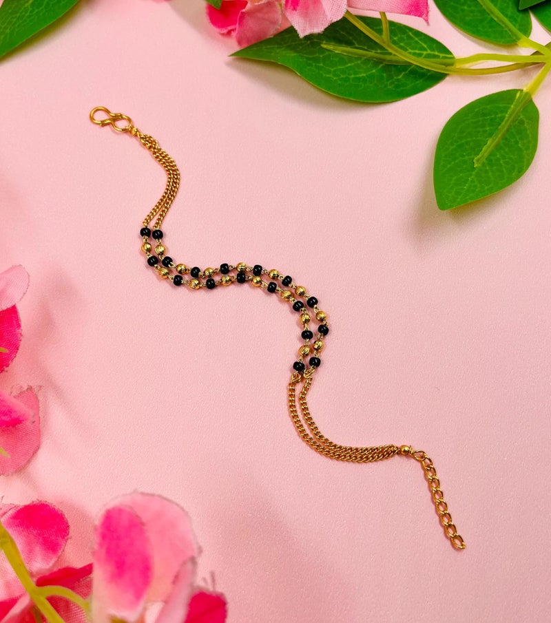 JHB Black Bead Bracelet Bangle Style Beautiful Latest Trend Layer Hand Mangalsutra Bracelet for Women - Image 4
