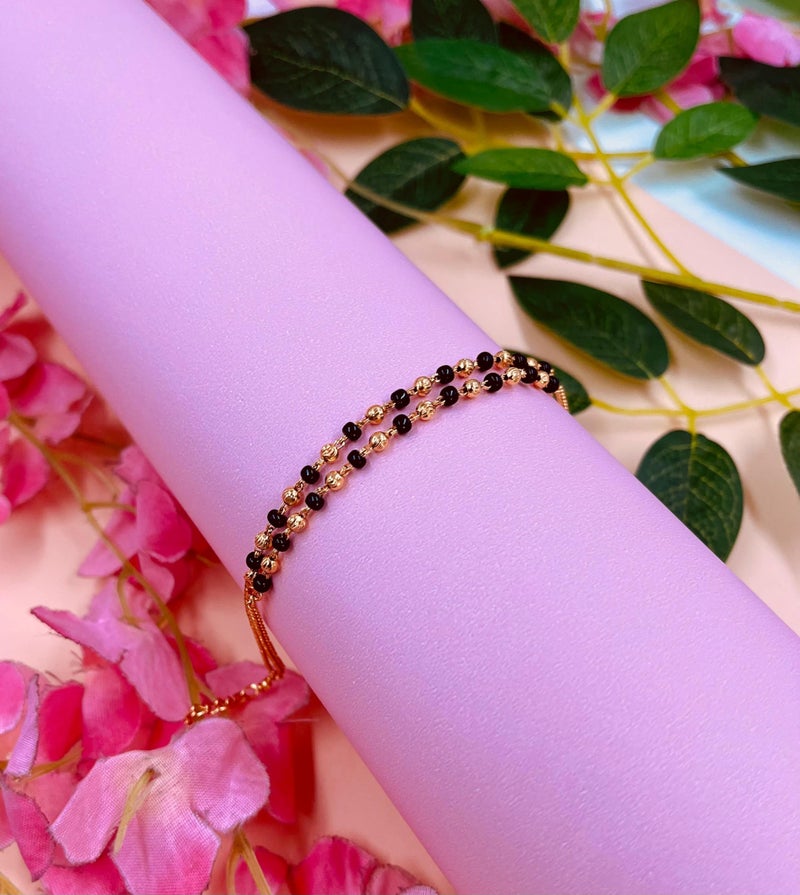 JHB Black Bead Bracelet Bangle Style Beautiful Latest Trend Layer Hand Mangalsutra Bracelet for Women - Image 3