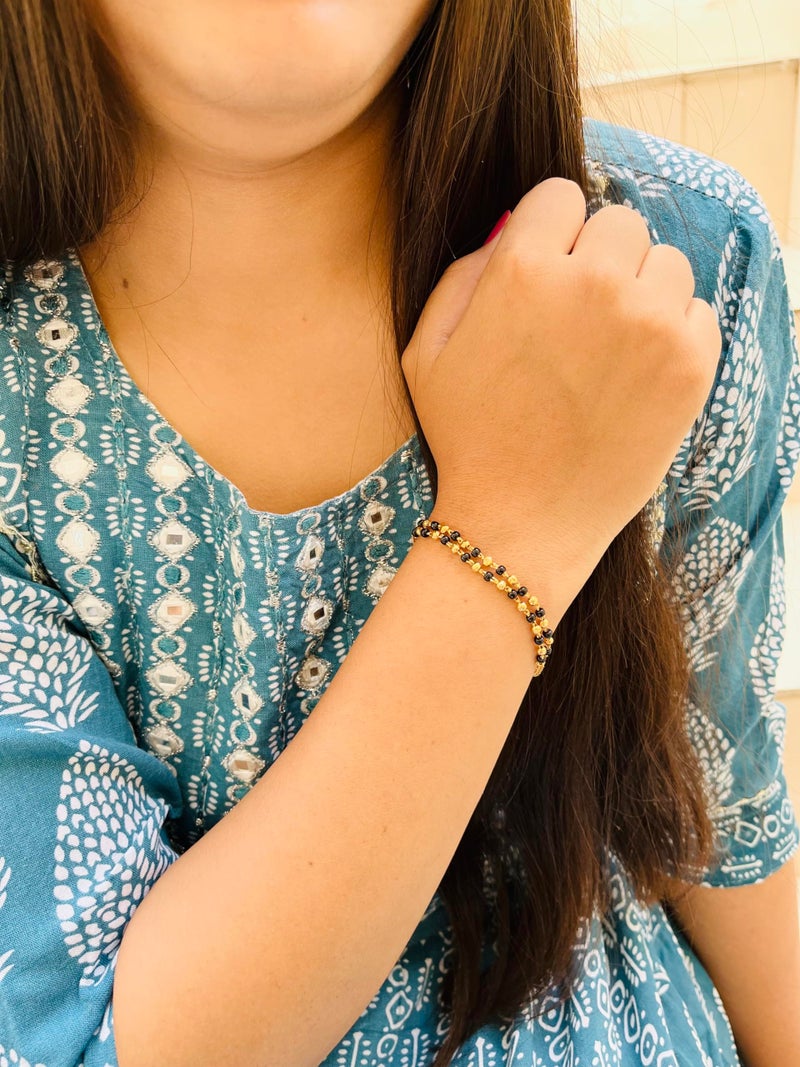 JHB Black Bead Bracelet Bangle Style Beautiful Latest Trend Layer Hand Mangalsutra Bracelet for Women - Image 2