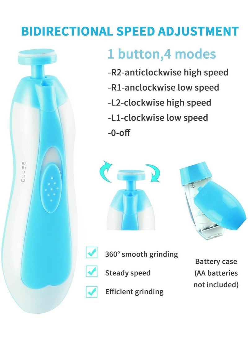 مقص أظافر كهربائي للأطفال، مبرد أظافر للأطفال بدون حواف حادة تؤذي، 6 في 1 مع ضوء قاطع آمن للعناية بأظافر الأطفال الرضع والأطفال الصغار والكبار، - Image 4