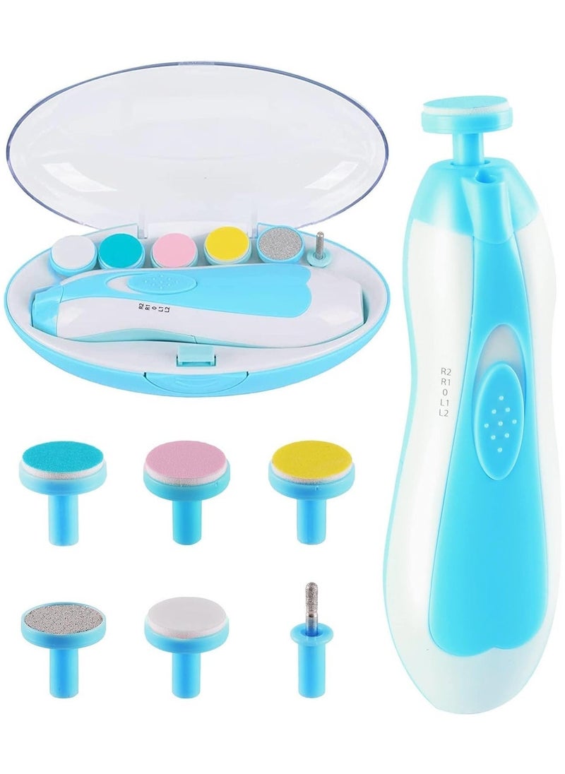 مقص أظافر كهربائي للأطفال، مبرد أظافر للأطفال بدون حواف حادة تؤذي، 6 في 1 مع ضوء قاطع آمن للعناية بأظافر الأطفال الرضع والأطفال الصغار والكبار، - Image 1