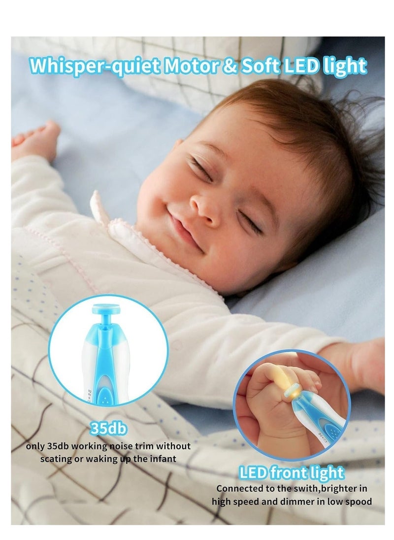 مقص أظافر كهربائي للأطفال، مبرد أظافر للأطفال بدون حواف حادة تؤذي، 6 في 1 مع ضوء قاطع آمن للعناية بأظافر الأطفال الرضع والأطفال الصغار والكبار، - Image 3