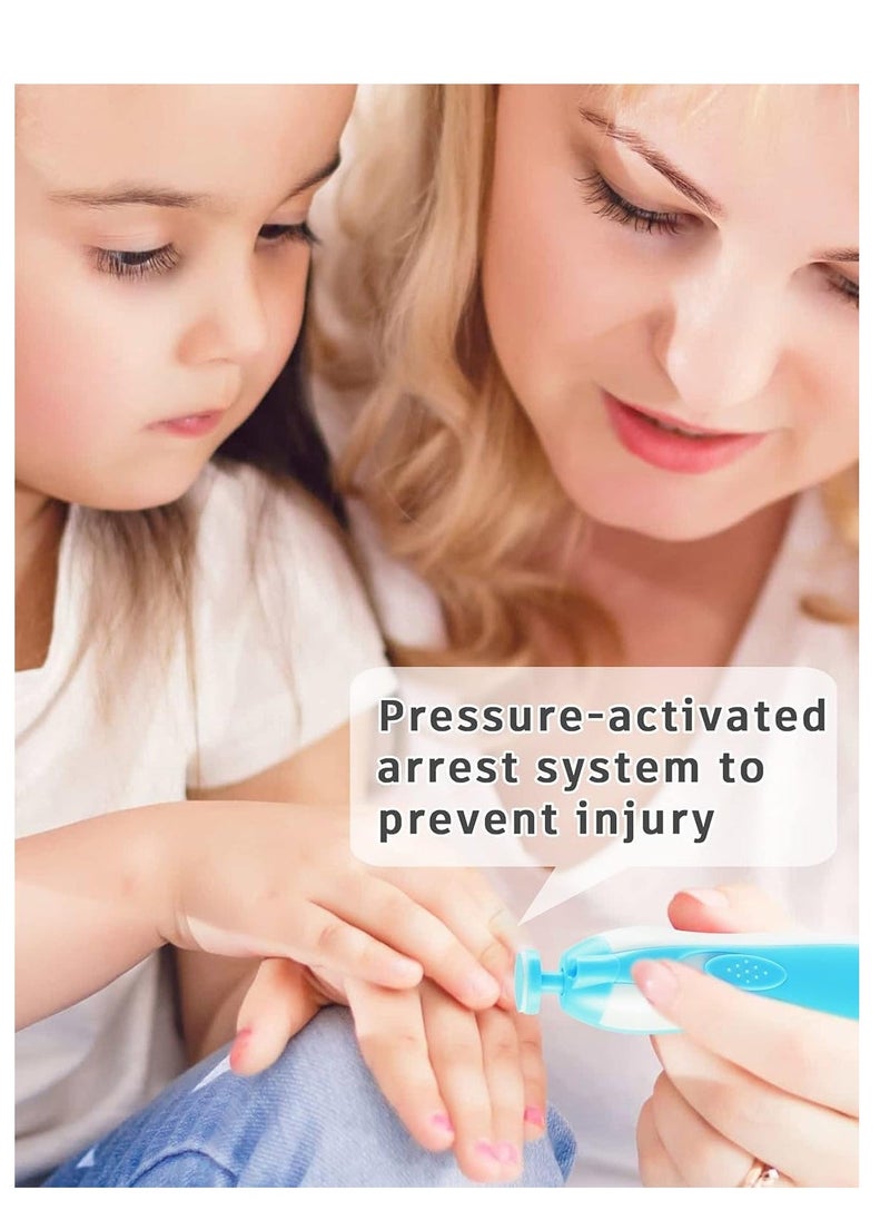 مقص أظافر كهربائي للأطفال، مبرد أظافر للأطفال بدون حواف حادة تؤذي، 6 في 1 مع ضوء قاطع آمن للعناية بأظافر الأطفال الرضع والأطفال الصغار والكبار، - Image 5