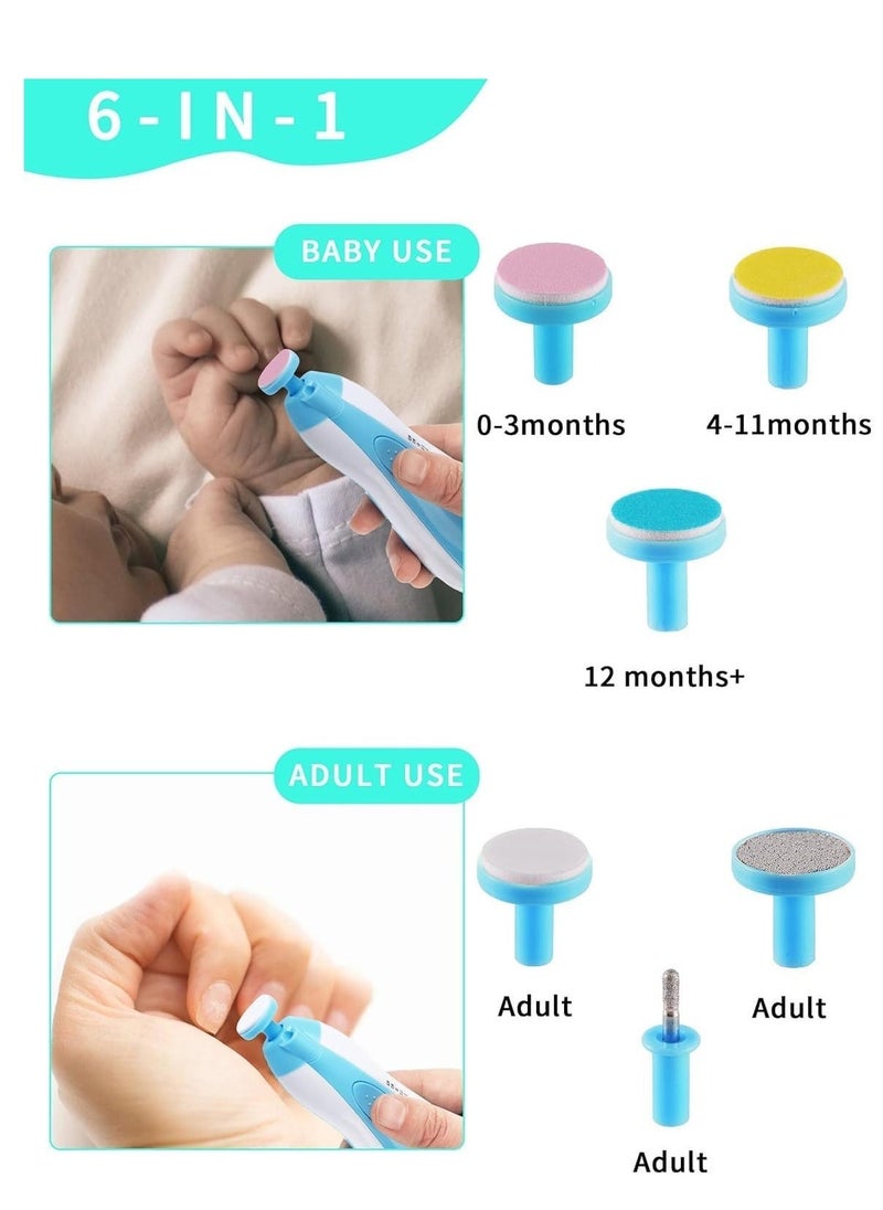 مقص أظافر كهربائي للأطفال، مبرد أظافر للأطفال بدون حواف حادة تؤذي، 6 في 1 مع ضوء قاطع آمن للعناية بأظافر الأطفال الرضع والأطفال الصغار والكبار، - Image 2