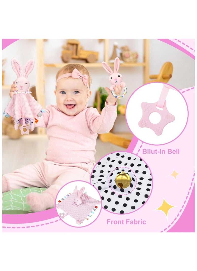 NNEWVANTE Baby Girl Gift Set, Premium Welcome Baby Gifts Set for Newborn Baby Girls, Multiple Cute Baby Girls Gift Basket Set with Baby Bunny Handbell, Baby Blanket, Bunny Toy, Baby Socks, Keepsake Milestone  - Image 3