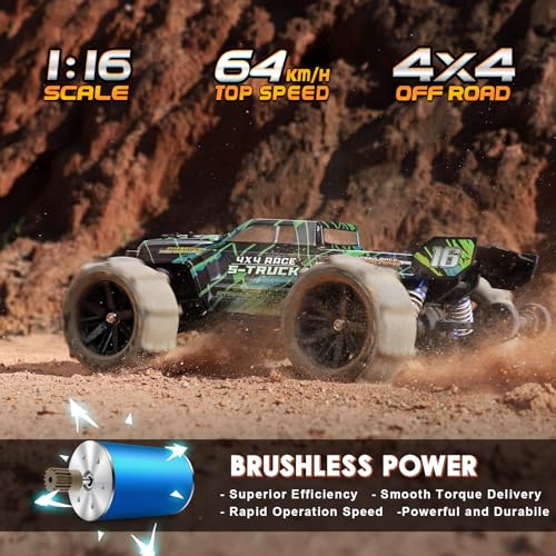 HAIBOXING 16890SA 116 Scale 4WD Brushless RC Truck Max 40 MPH Fast RC Cars All Terrains RC Car with Independent ESC 4X4 OffRoad SemiTruck for Boys and Adults 3S Battery Applicable not Included - Image 5