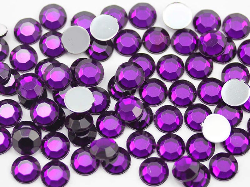 Allstarco 1000PCS 45mm SS20 Purple Amethyst NAT02 Acrylic Flat Back Rhinestones for Jewelry Making and Face Painting Card Making Embelishments Plastic Crafts Gems