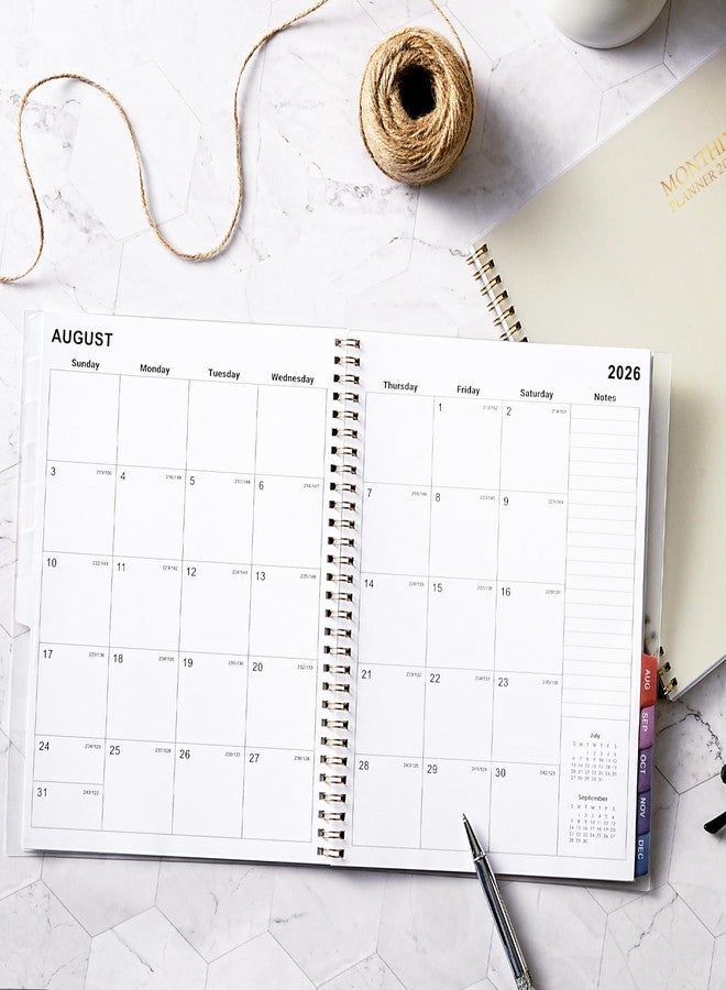 Tersus 2026 Monthly Planner - Monthly Calendar 2026, 8'' x 10'', Transparent PP Cover, Colorful 12 Months Tabs, JAN 2026-DEC 2026, 2026 Calendar Planner with 2-Sides Pockets - Off white - Image 2