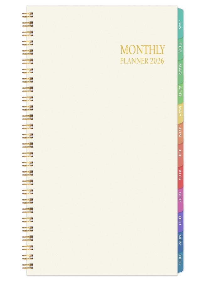 Tersus 2026 Monthly Planner - Monthly Calendar 2026, 8'' x 10'', Transparent PP Cover, Colorful 12 Months Tabs, JAN 2026-DEC 2026, 2026 Calendar Planner with 2-Sides Pockets - Off white - Image 1