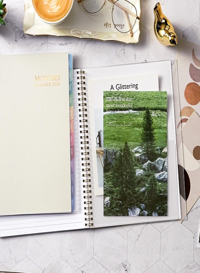 Tersus 2026 Monthly Planner - Monthly Calendar 2026, 8'' x 10'', Transparent PP Cover, Colorful 12 Months Tabs, JAN 2026-DEC 2026, 2026 Calendar Planner with 2-Sides Pockets - Off white - Image 5