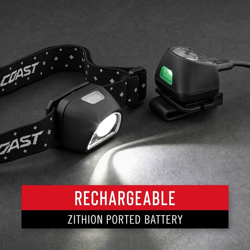 Coast Coast FL1R 435 Lumen Dual Color WhiteRed Rechargeable LED Headlamp Recharging Accessories Included  - Image 4