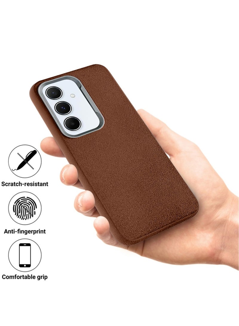 Techie غطاء خلفي TPU ناعم غير قابل للانزلاق بتصميم جلد PU أنيق لهاتف سامسونج جالاكسي A35 5G - بني - Image 2