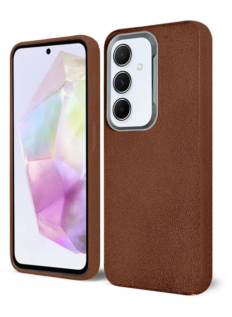 Techie غطاء خلفي TPU ناعم غير قابل للانزلاق بتصميم جلد PU أنيق لهاتف سامسونج جالاكسي A35 5G - بني - Image 3