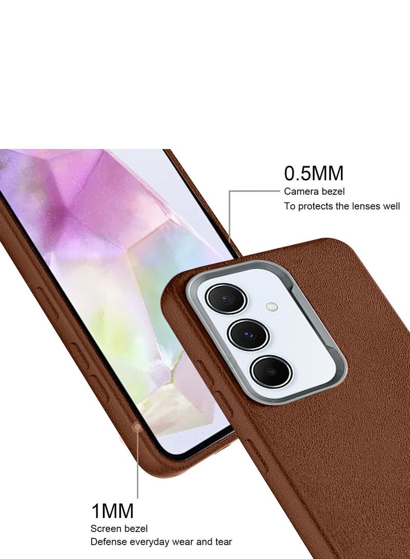 Techie غطاء خلفي TPU ناعم غير قابل للانزلاق بتصميم جلد PU أنيق لهاتف سامسونج جالاكسي A35 5G - بني - Image 4