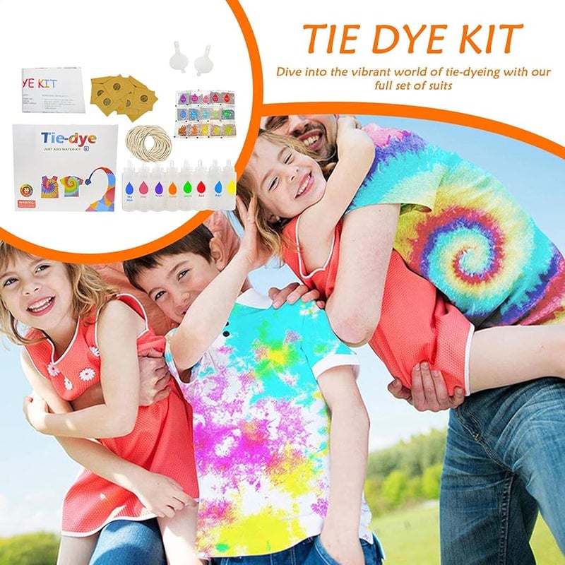 Tie Dye Kit for Kids 8 Colour Set with Tools for T Shirts Socks Hats Crafts - Image 4