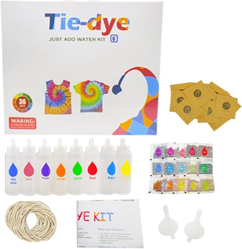 Tie Dye Kit for Kids 8 Colour Set with Tools for T Shirts Socks Hats Crafts - Image 2