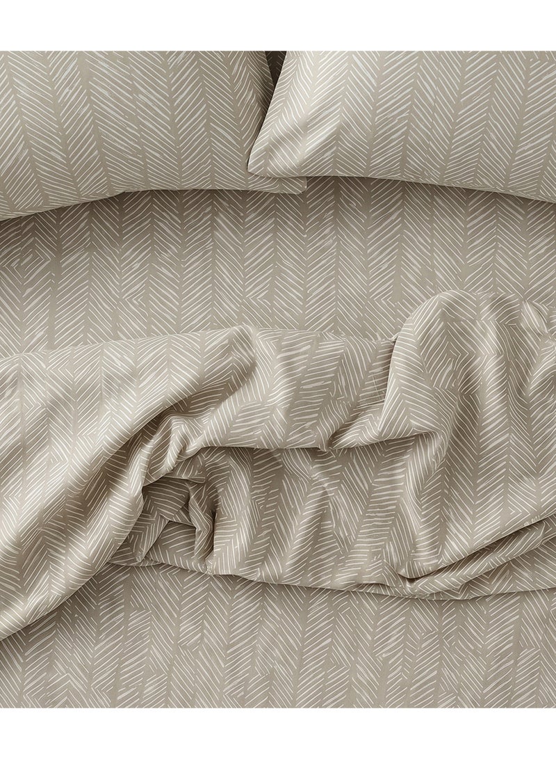 Morano Senses Bedsheet 4 pieces set 240 X 260 (Full XL, Twine) | Flat Sheet + 3 Pillowcases, Machine Washable, 50x70 cm Pillowcase, 45x185 cm Long Pillowcase, Palmera Model - Image 3