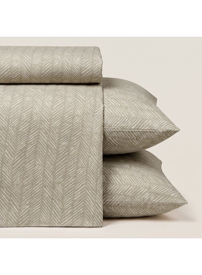 Morano Senses Bedsheet 4 pieces set 240 X 260 (Full XL, Twine) | Flat Sheet + 3 Pillowcases, Machine Washable, 50x70 cm Pillowcase, 45x185 cm Long Pillowcase, Palmera Model - Image 2