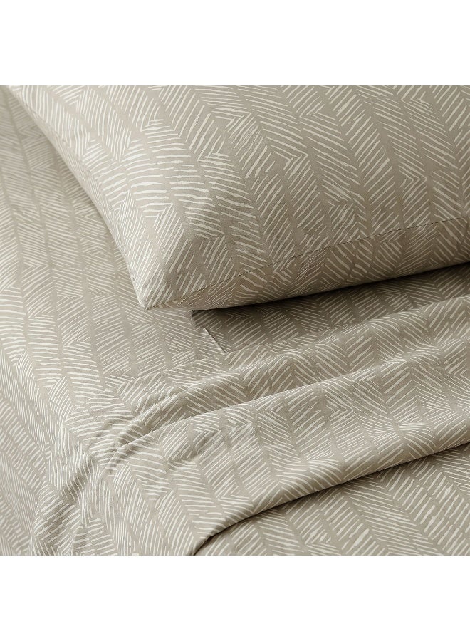 Morano Senses Bedsheet 4 pieces set 240 X 260 (Full XL, Twine) | Flat Sheet + 3 Pillowcases, Machine Washable, 50x70 cm Pillowcase, 45x185 cm Long Pillowcase, Palmera Model - Image 1