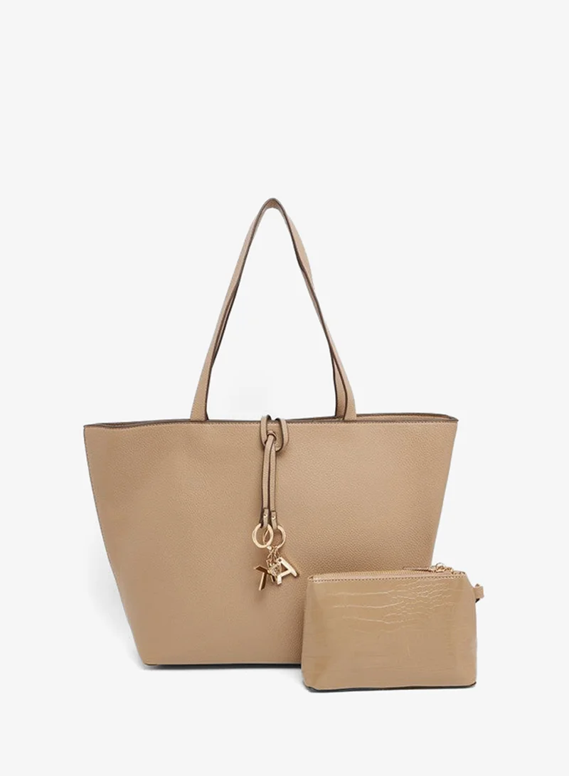 Anne Klein Monogram Charm Tote Bag With Pouch