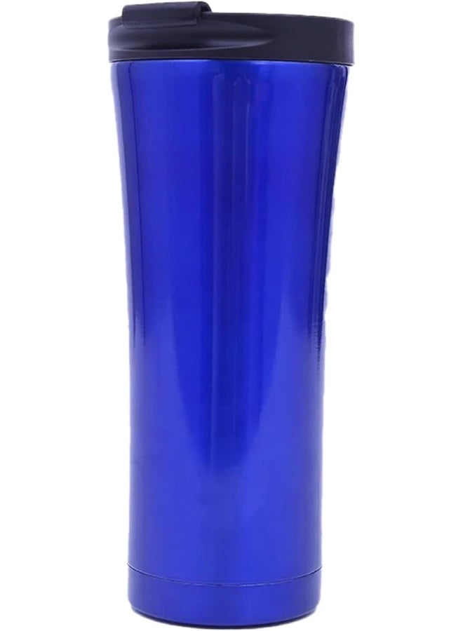 BS B&S Stainless Steel Tumbler Flask Bottle with Plastic Lid | Vacuum Insulated Beverage Bottle | Leak-Proof Insulated Double Wall | 12 Hours Hot and Cold Water Bottle | Vacuum Flask 500ML (Blue) - Image 1