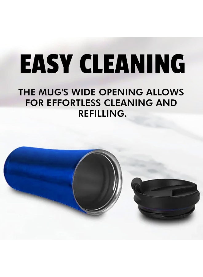 BS B&S Stainless Steel Tumbler Flask Bottle with Plastic Lid | Vacuum Insulated Beverage Bottle | Leak-Proof Insulated Double Wall | 12 Hours Hot and Cold Water Bottle | Vacuum Flask 500ML (Blue) - Image 3