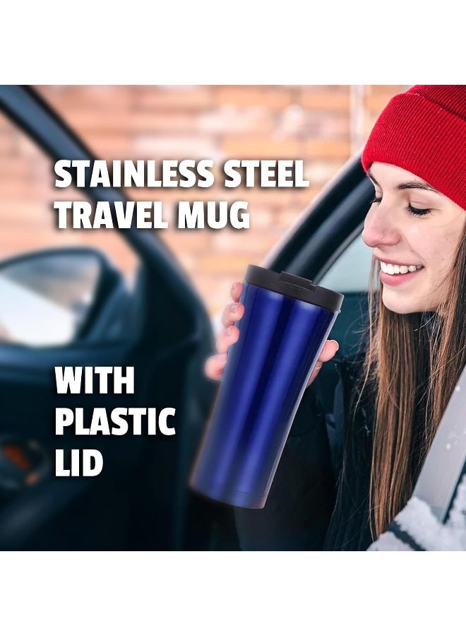 BS B&S Stainless Steel Tumbler Flask Bottle with Plastic Lid | Vacuum Insulated Beverage Bottle | Leak-Proof Insulated Double Wall | 12 Hours Hot and Cold Water Bottle | Vacuum Flask 500ML (Blue) - Image 5