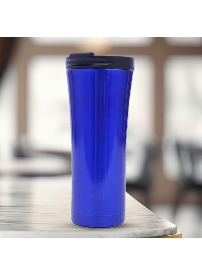 BS B&S Stainless Steel Tumbler Flask Bottle with Plastic Lid | Vacuum Insulated Beverage Bottle | Leak-Proof Insulated Double Wall | 12 Hours Hot and Cold Water Bottle | Vacuum Flask 500ML (Blue) - Image 2