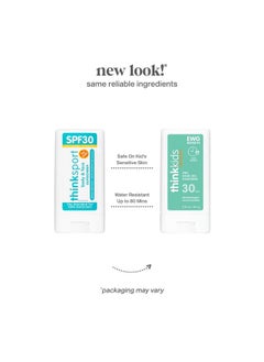 Think Hinksport Kids Spf 30 Mineral Sunscreen Stick Safe Natural Water Resistant Sun Cream For Children Vegan Broad Spectrum Sun Protection Reef Friendly Travel Stick 0.64Oz  - Image 3