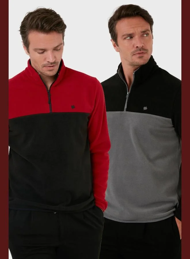 Buratti  Buratti Regular Fit Anti-Pilling Non-Pilling Standing Collar Raised 2-Pack Polar Men's POLAR 5906016S2 for Men | Best Price UAE