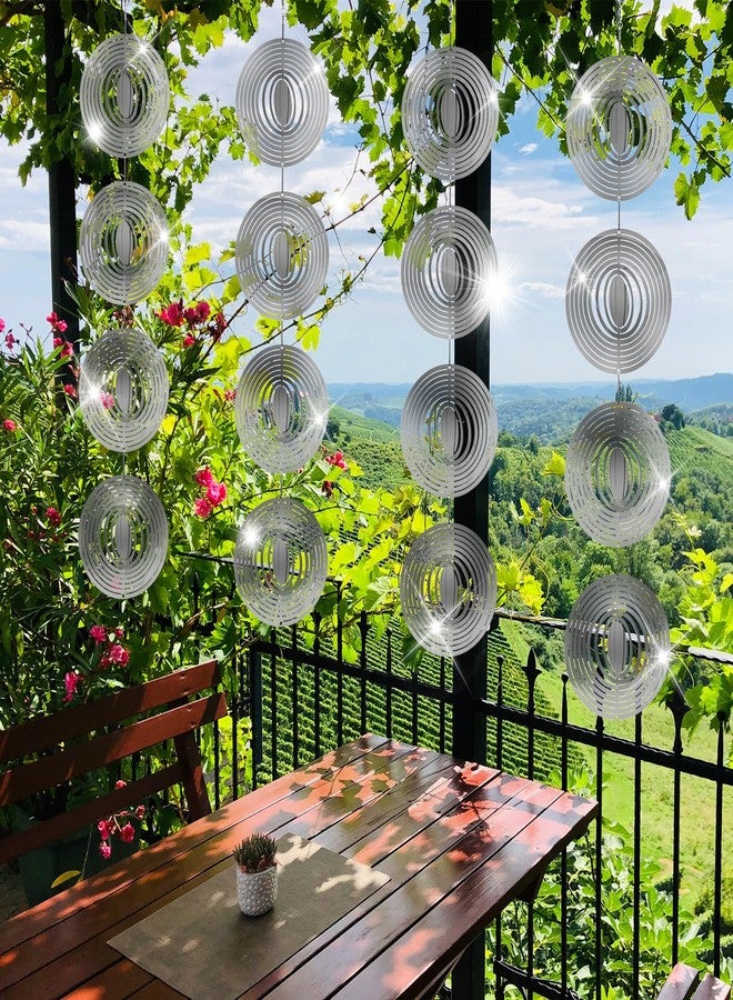 ToBeAce Stainless Steel Bird Deterrents for Outside Patio, Reflective 3D Bird Scare Devices Wind Spinners Outdoor Decor, Woodpecker Deterrent Bird Reflectors to Keep Pigeon Crow Away House Yard Window, Round - Image 2