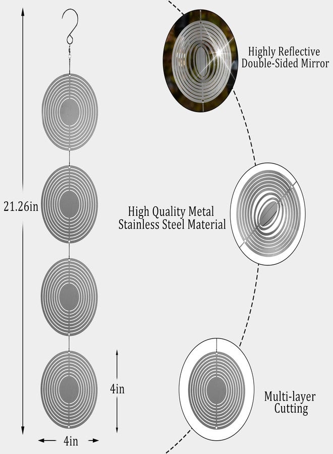 ToBeAce Stainless Steel Bird Deterrents for Outside Patio, Reflective 3D Bird Scare Devices Wind Spinners Outdoor Decor, Woodpecker Deterrent Bird Reflectors to Keep Pigeon Crow Away House Yard Window, Round - Image 3