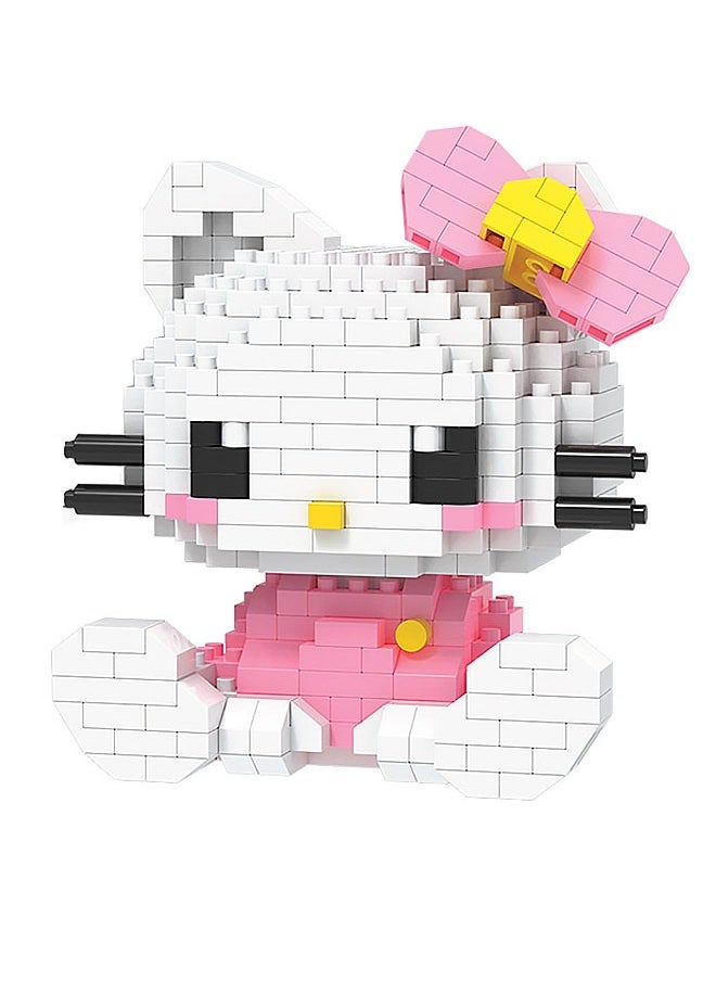 Generic Cartoon HelloKitty Small Particle Puzzle Building Blocks Assemble Toy For Kids Safe and Non-toxic Assembly,Cultivation of Children's Creative and Hands-on Abilities（White/Pink）  - Image 2