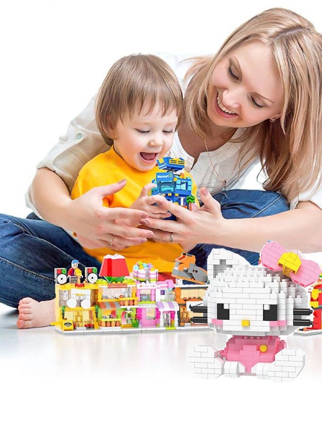 Generic Cartoon HelloKitty Small Particle Puzzle Building Blocks Assemble Toy For Kids Safe and Non-toxic Assembly,Cultivation of Children's Creative and Hands-on Abilities（White/Pink）  - Image 3