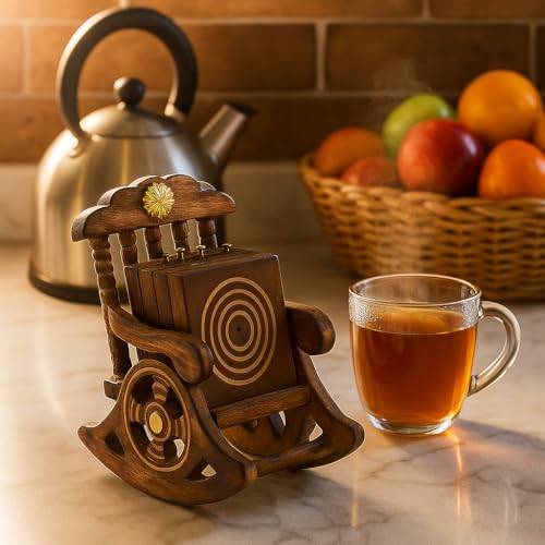 Kundi Wooden Antique Miniature Chair Shape Coaster Set | 6 Drink Coasters for Tea, Coffee, Hot & Cold Beverages | Tabletop Decor for Kitchen, Dining, Office & Restaurant - Image 5