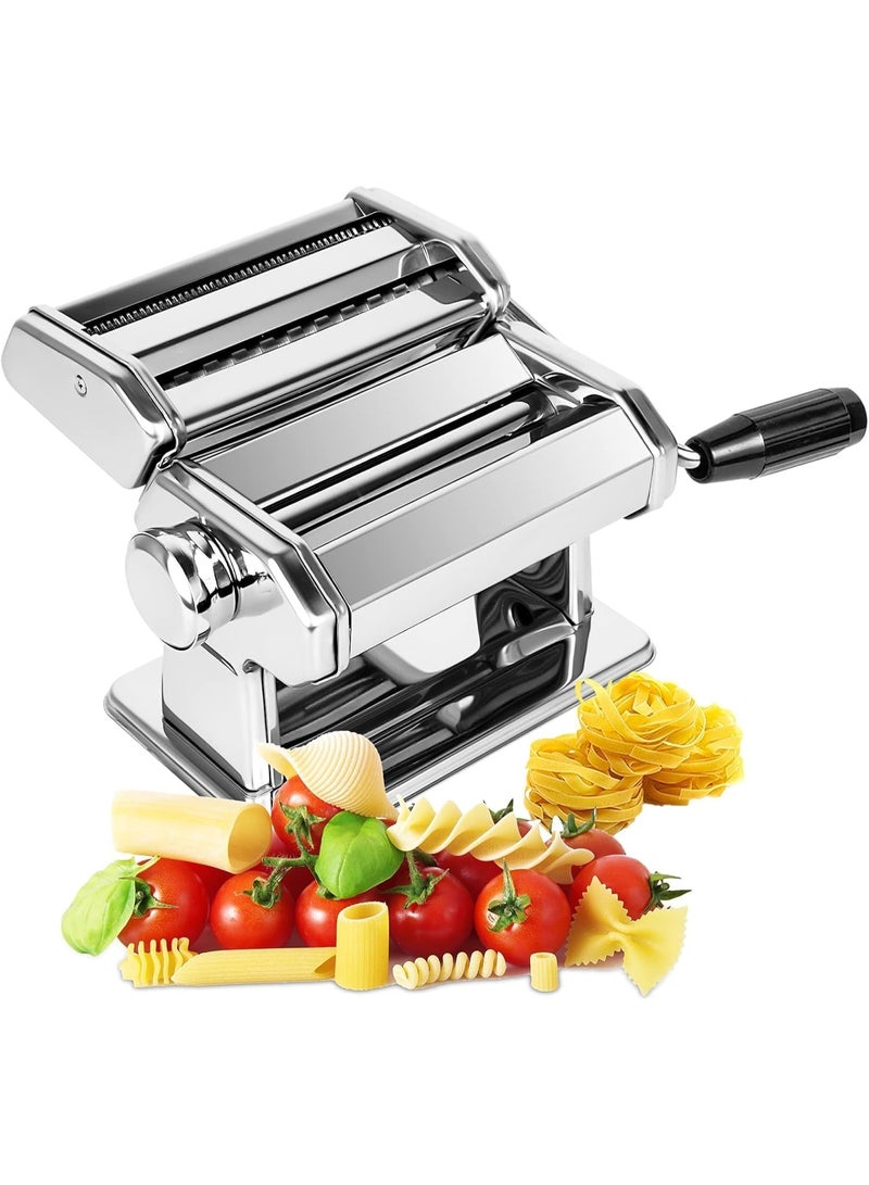 JAJEEK Manual Noodle Roller Pasta Maker Machine with Adjustable Thickness, Hand Crank Design for Spaghetti and Fresh Pasta, Heavy Duty Stainless Steel Noodles Cutter for Home Cooking - Image 2