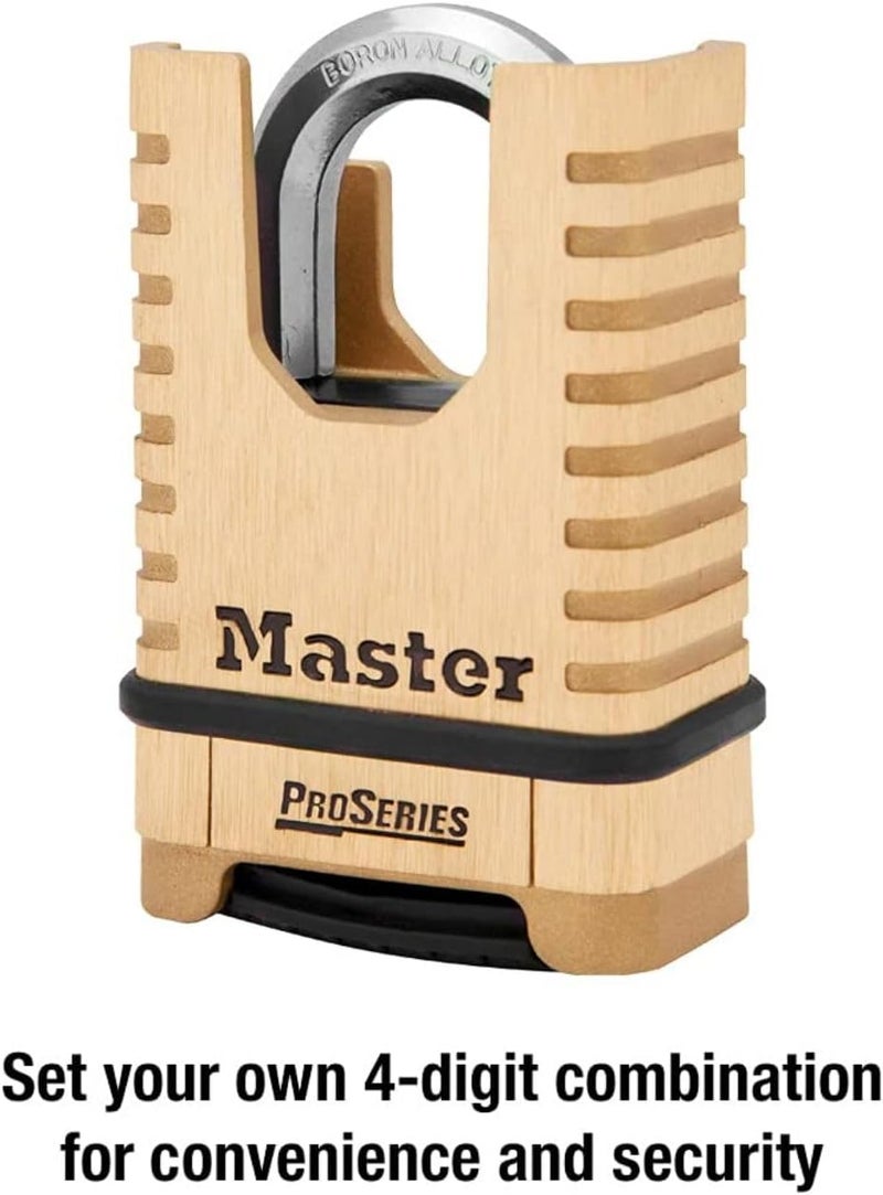 Master Lock ProSeries Resettable Combination Padlock - 2-1/4 in. Wide, Brass Body with Boron-Carbide Shackle - Image 3