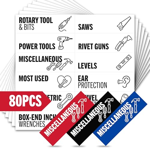 Itera Magnetic Tool Labels for Toolbox – 80 Piece Heavy Duty Drawer & Tool Chest Labels (White), Large Magnetic Toolbox Labels for Steel Drawers, Toolbox Organization Magnets for Garage Storage - Image 1