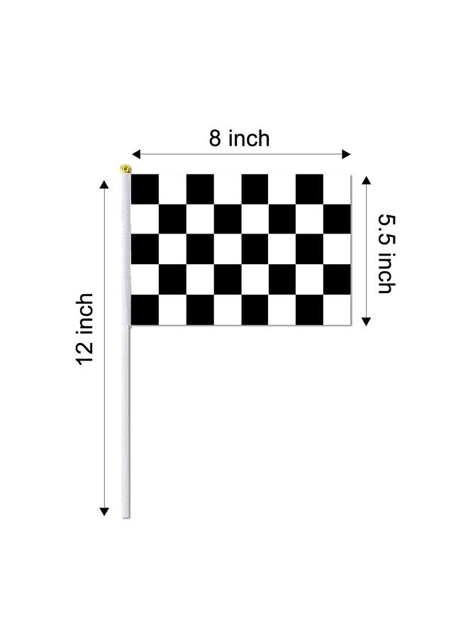 Piokio Piokio 20 Pack 8"x5.5" Black and White Checkered Racing Stick Flag, Racing Hand Held Stick Flags, for Nascar Race Party Supplies - Image 2