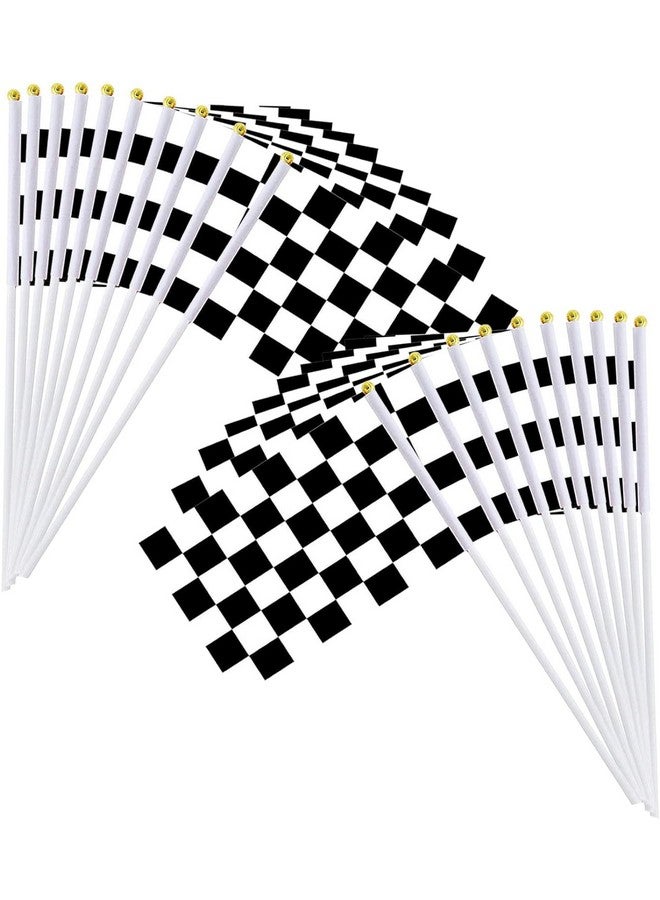 Piokio Piokio 20 Pack 8"x5.5" Black and White Checkered Racing Stick Flag, Racing Hand Held Stick Flags, for Nascar Race Party Supplies - Image 1