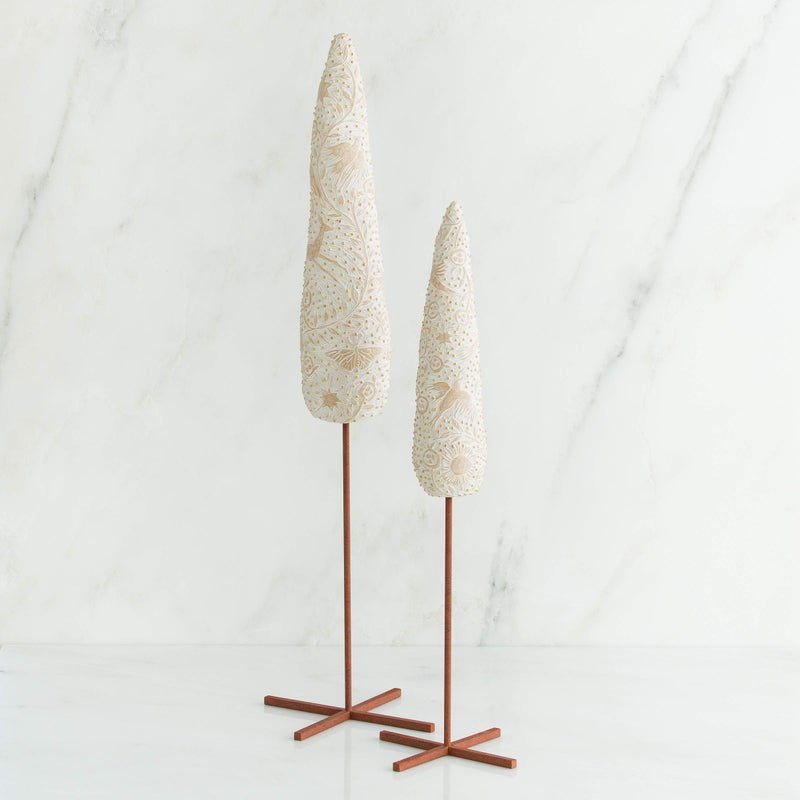 Willow Tree Cypress Trees  Rooted in The Earth  Reaching Toward The Sky  Majestic Cypress Trees  Uniquely Carved Symbols of Nature with Gold Leaf Sculpted Hand-Painted Nativity  2-Piece Accessory Set - Image 2